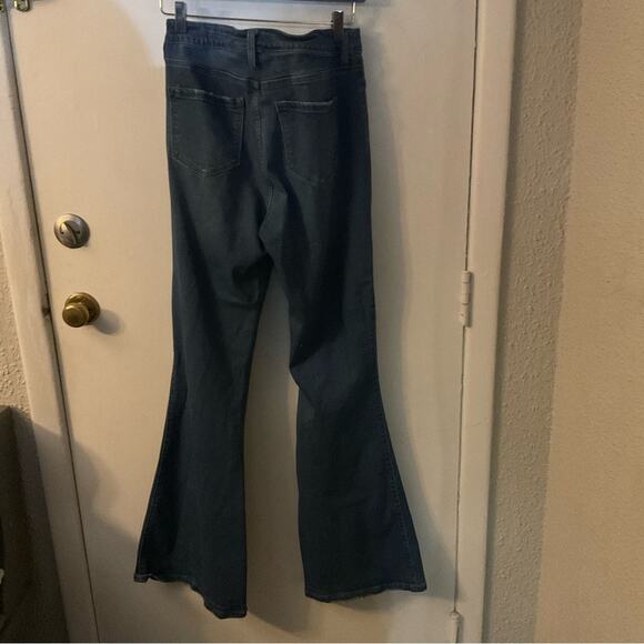 Fashion Nova Distressed Blue Wide Leg Bellbottoms 13 Juniors Classic Casual - Picture 2 of 10